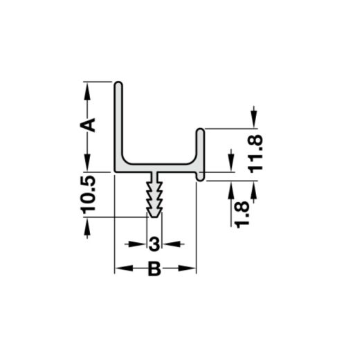 Kích thước tay nắm dạng thanh nhôm 3000mm Hafele 126.27.909