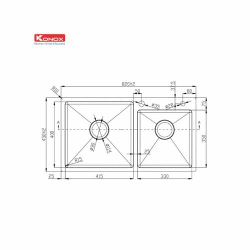 Thiết kế của Chậu rửa bát Konox Overmount Sink KN8245DO