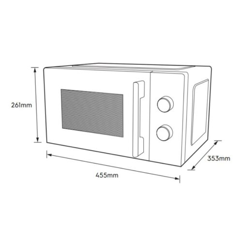 Lò vi sóng mini có nướng đối lưu 20L Electrolux EMG20K22W 6 Kích thước lò vi sóng mini có nướng đối lưu 20L Electrolux EMG20K22W