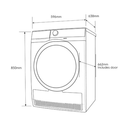 Máy sấy bơm nhiệt Electrolux 8kg EDH803Q7WB 7 Kích thước máy sấy bơm nhiệt Electrolux 8kg EDH803Q7WB