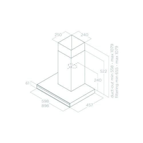 Kích thước máy hút mùi áp tường Elica ADÉLE BL MAT/A/60 PRF0167318