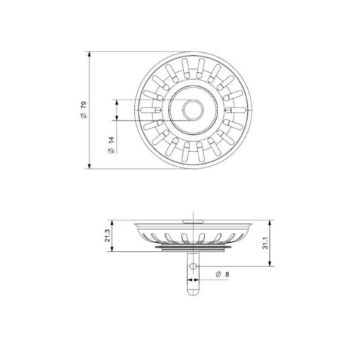 Thiết kế của nắp che phểu rác chậu inox Reginox R24248