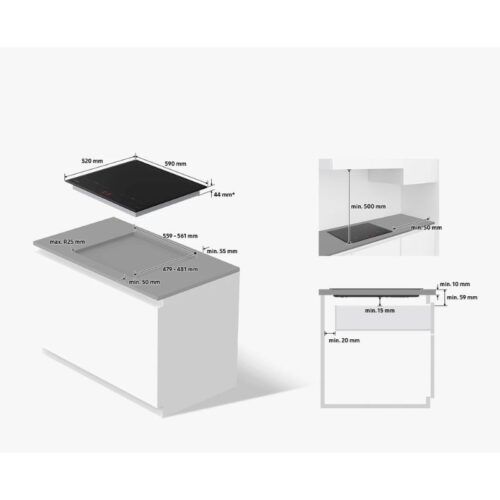 Kích thước bếp từ 4 vùng nấu Samsung NZ64B5066FK/SV lắp âm