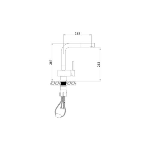 Vòi rửa bát nóng lạnh Konox KN1337 có dây rút 5 Kích thước vòi rửa bát nóng lạnh Konox KN1337 có dây rút