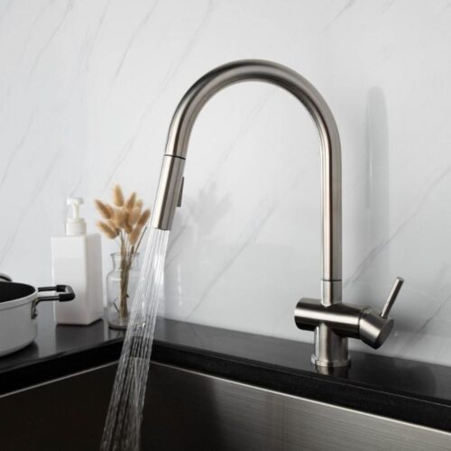 Vòi rửa bát nóng lạnh Kluger KLF0008S có dây rút 3 Ảnh vòi rửa bát nóng lạnh Kluger KLF0008S có dây rút