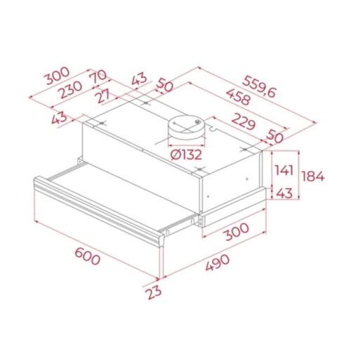 Kích thước máy hút mùi âm tủ Teka TOTAL CNL 6415 40436812