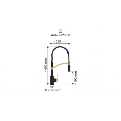 kich thuoc voi rua bat wasserwerk wk 3 black matt gold with spiral spring 700558