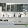 Mẫu tủ bếp Inox cánh kính cường lực CKCL15 - Tủ bếp chữ I, hiện đại