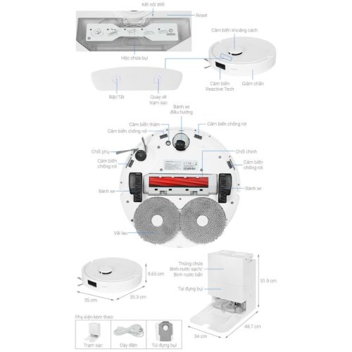 size robot hut bui lau nha roborock qr 798 trang