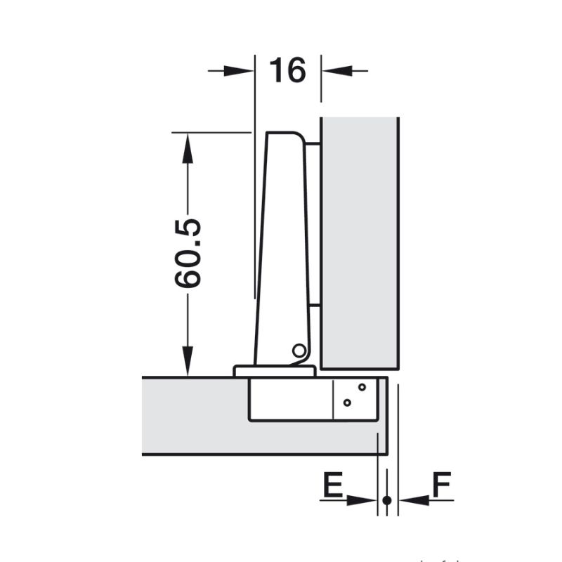 Kích thước Bản lề tủ Hafele 311.90.020 Kích thước Bản lề tủ Hafele 311.90.020