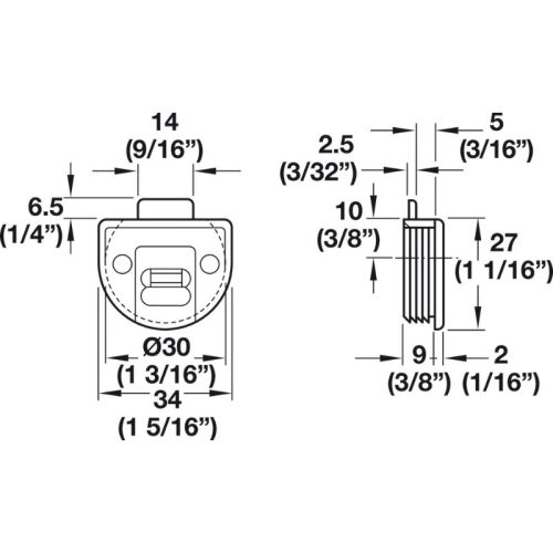 Kích thước bánh xe dẫn hướng Hafele 402.21.200