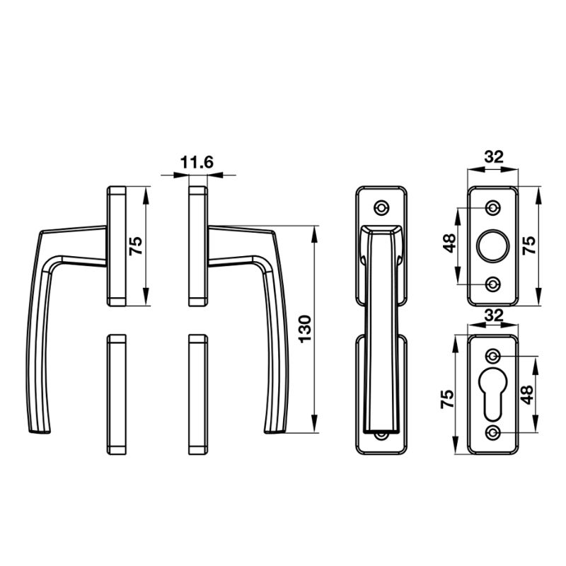 Kích thước Tay nắm Hafele HL949D 905.99.639 Kích thước Tay nắm Hafele HL949D 905.99.639