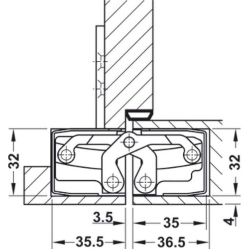 Kích thước bản lề âm TE540 3D, SC Hafele 924.17.223