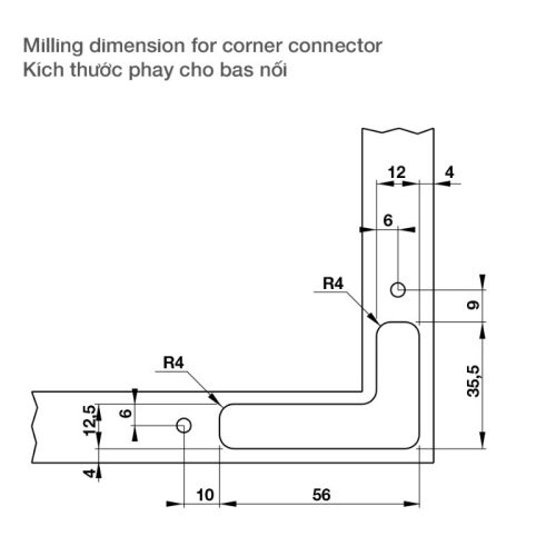 Bas nối sử dụng với khung nhôm Hafele 342.79.718 3 Bas Nối Sử Dụng Với Khung Nhôm Hafele 342.79.718