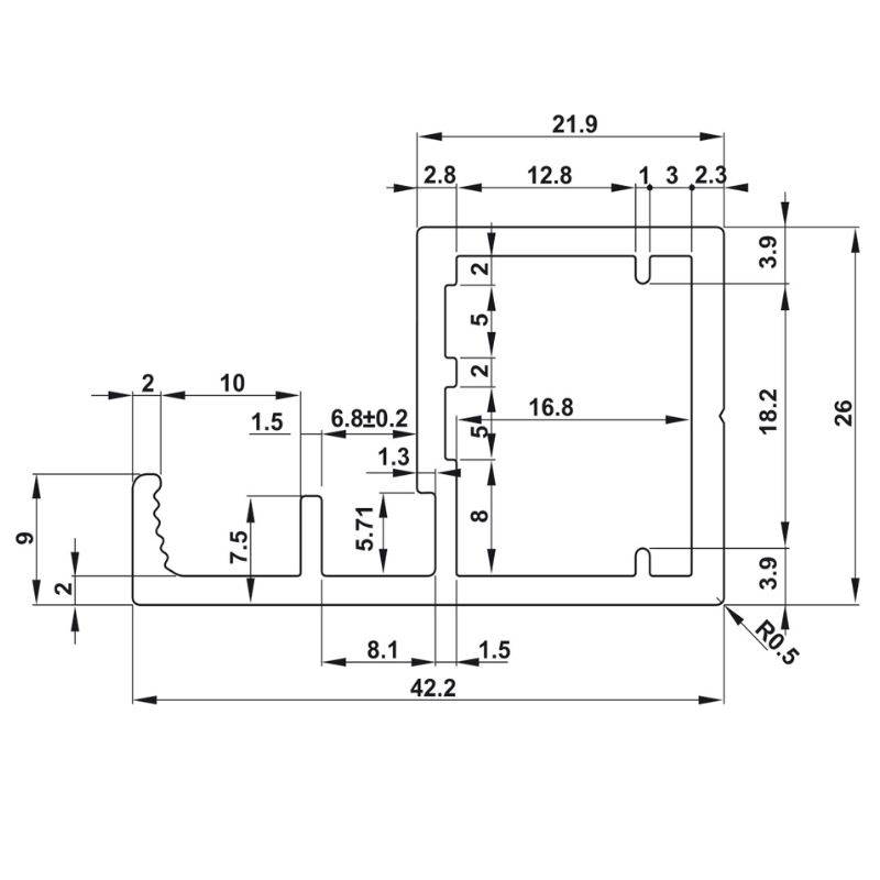 Thông số khung nhôm alusion H02 Hafele 563.58.343