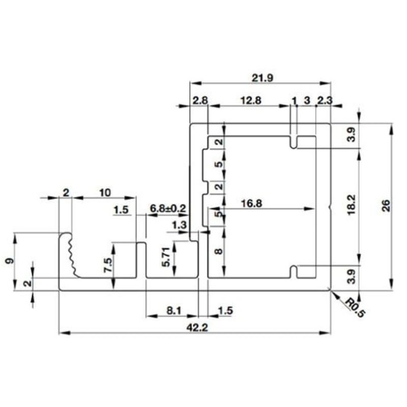 Thông số khung nhôm Alusion H02 Hafele 563.58.943