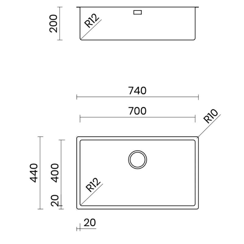 Kích thước chậu rửa bát Nobinox CANOVA NT699PK Kích thước chậu rửa bát Nobinox CANOVA NT699PK