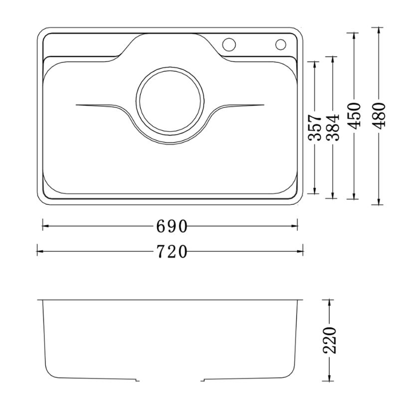 Kích thước chậu rửa bát Nobinox LIKEN NL724D Kích thước chậu rửa bát Nobinox LIKEN NL724D