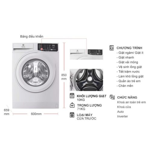 kich thuoc may giat electrolux inverter 10 kg ewf1025dqwb cua truoc