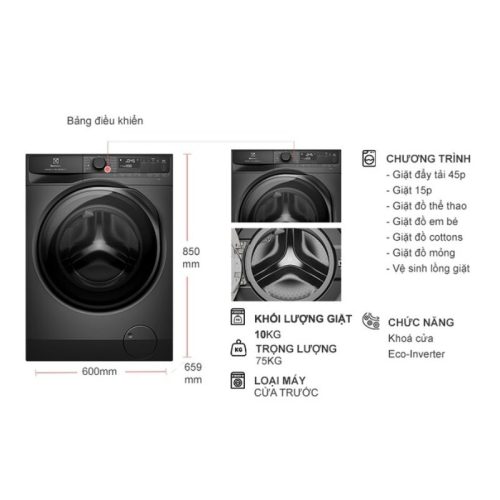 Máy Giặt Electrolux Inverter 10 Kg EWF1043R7SC cửa trước 5 kich thuoc may giat electrolux inverter 10 kg ewf1043r7sc cua truoc
