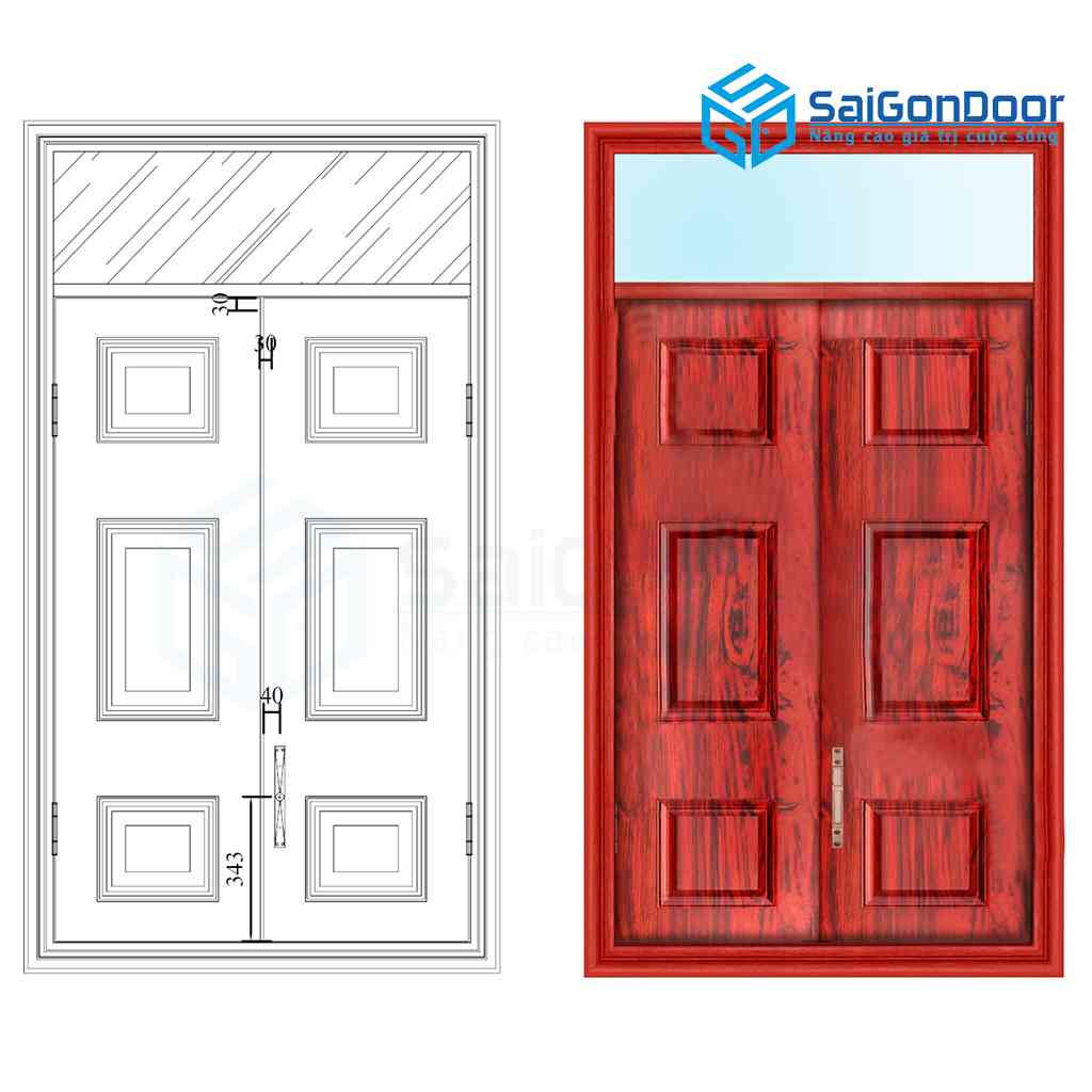 Cửa thép vân gỗ SGD CS2H11-OT 3 Cửa thép vân gỗ SGD CS2H11-OT