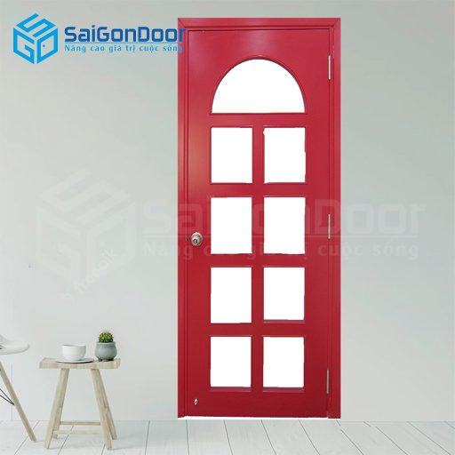 Cửa gỗ công nghiệp MDF Veneer P1G9 Hồng