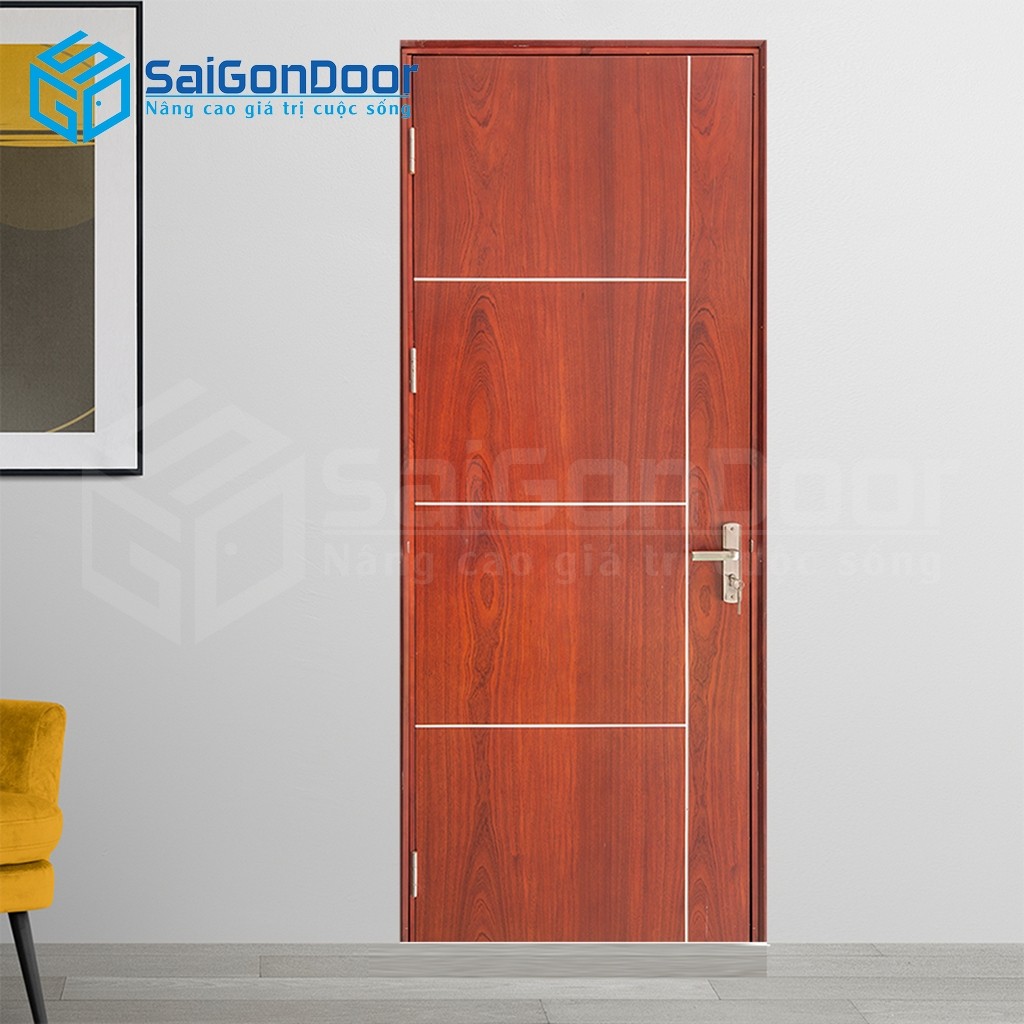 Cửa gỗ công nghiệp MDF Veneer P1R4 Căm-xe 1 Cửa gỗ công nghiệp MDF Veneer P1R4 Căm-xe