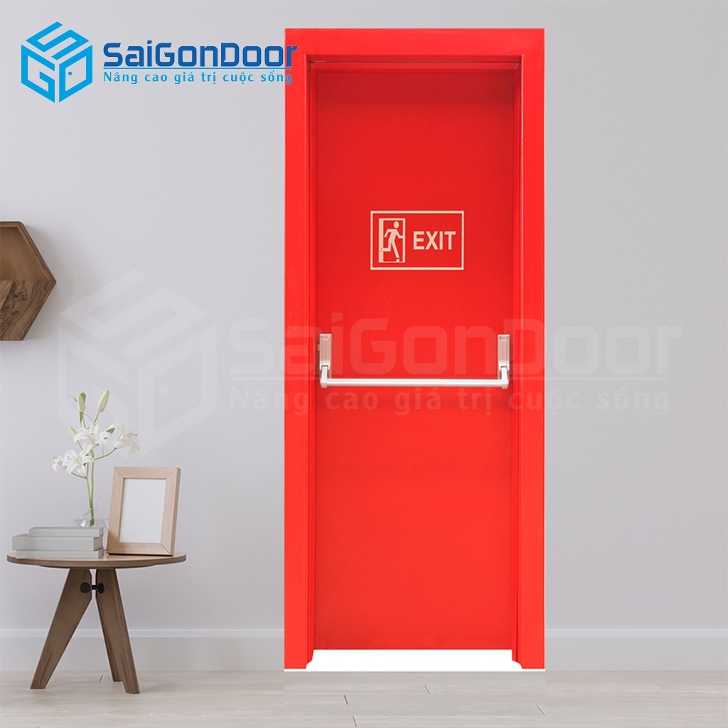 Cửa thép chống cháy TCC P1 thanh thoát hiểm đẩy 1 Cửa thép chống cháy TCC P1 thanh thoát hiểm đẩy