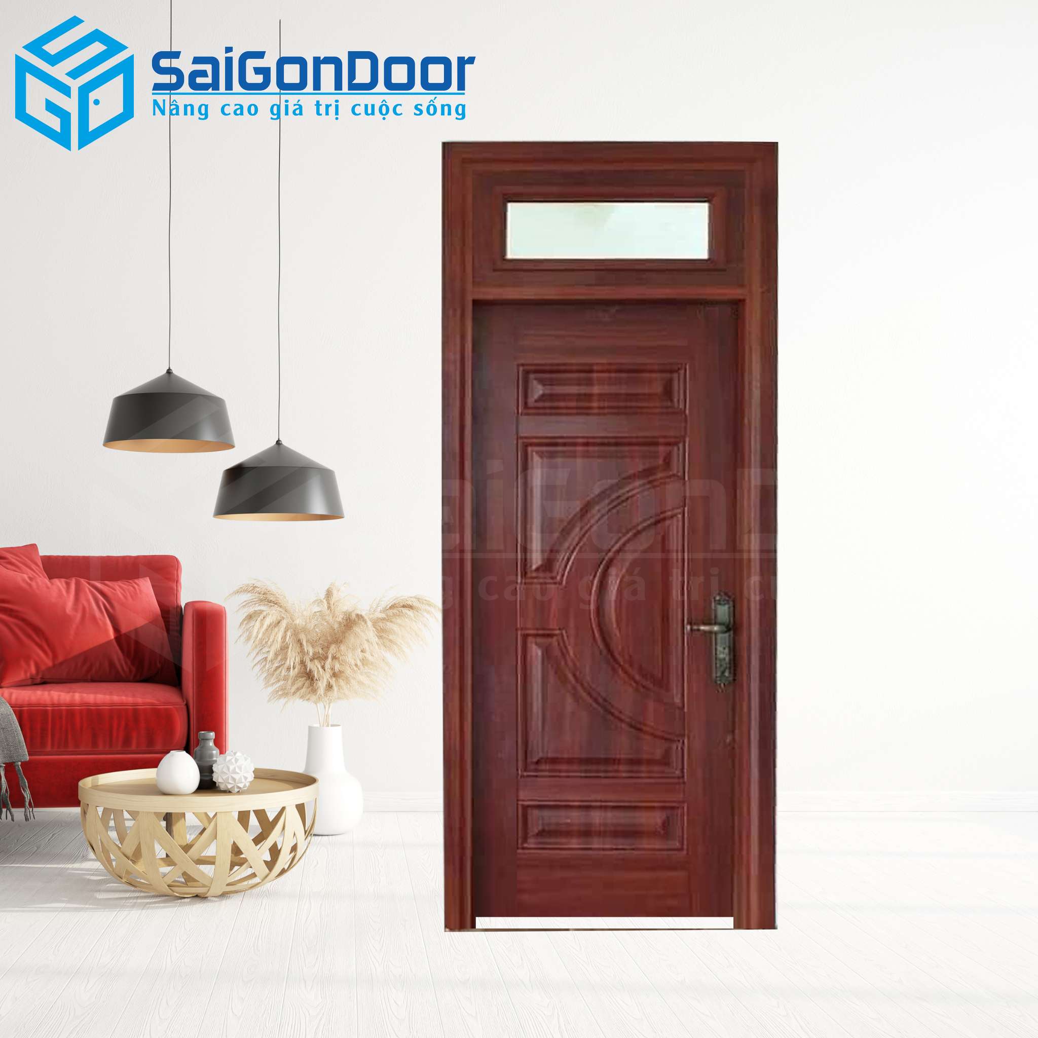 Cửa Thép Vân Gỗ SGD-KM.TVG-1C-14 1 Cửa Thép Vân Gỗ SGD-KM.TVG-1C-14