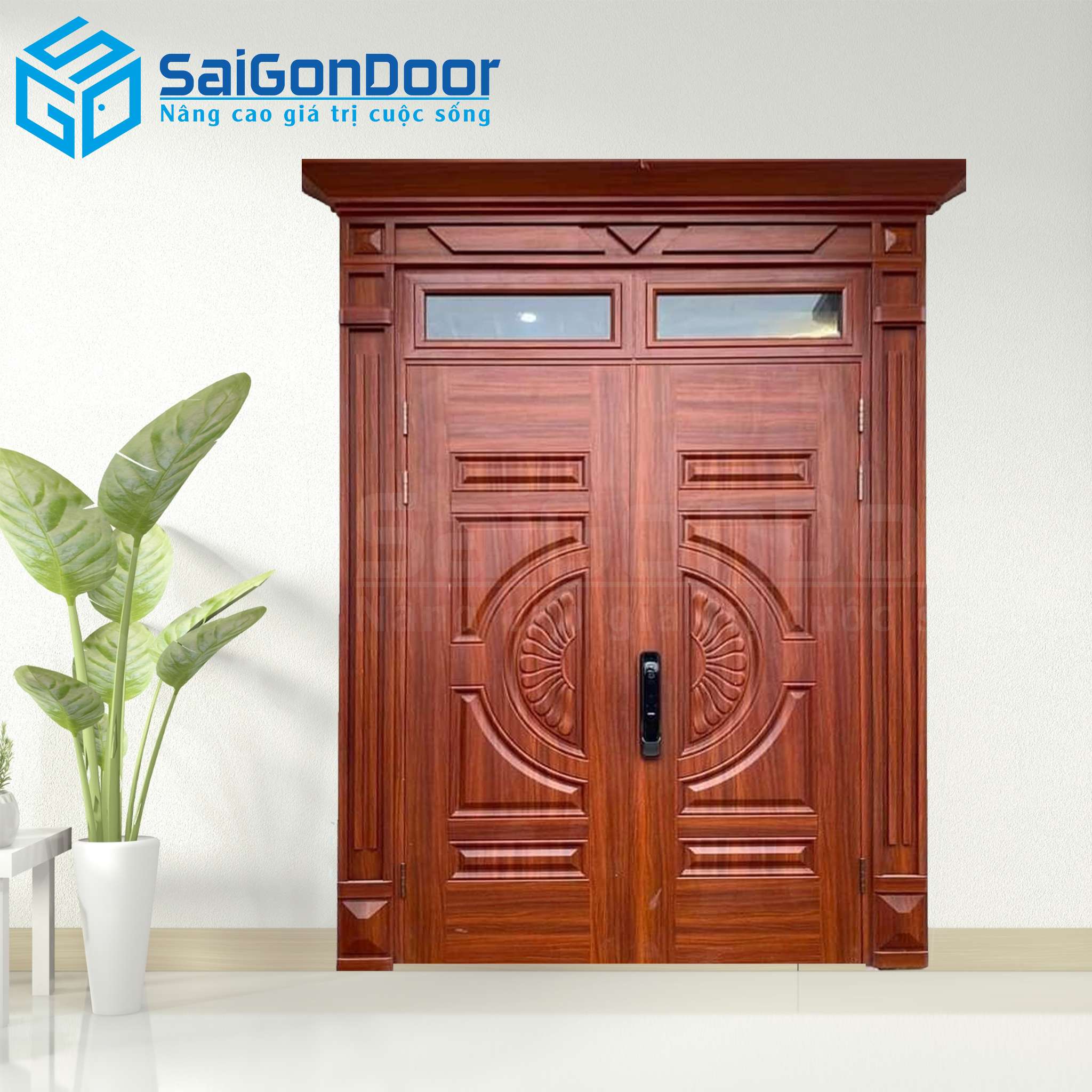 Cửa Thép Vân Gỗ SGD-KM.TVG-2C-12 1 Cửa Thép Vân Gỗ SGD-KM.TVG-2C-12