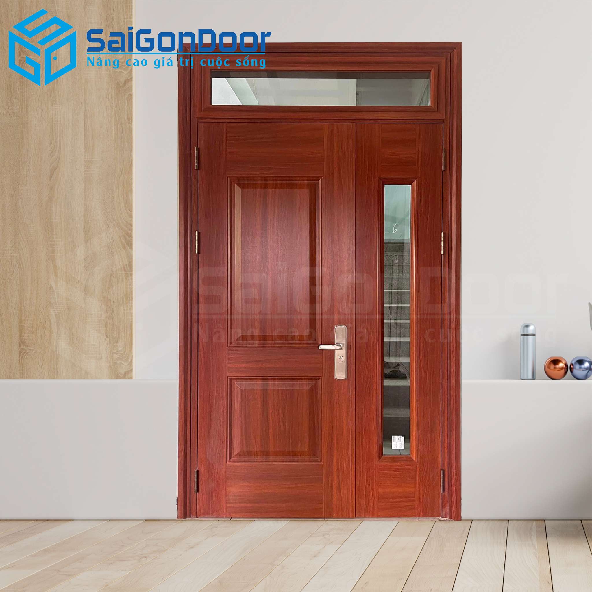 Cửa Thép Vân Gỗ SGD-KM.TVG-2CL-5 1 Cửa Thép Vân Gỗ SGD-KM.TVG-2CL-5