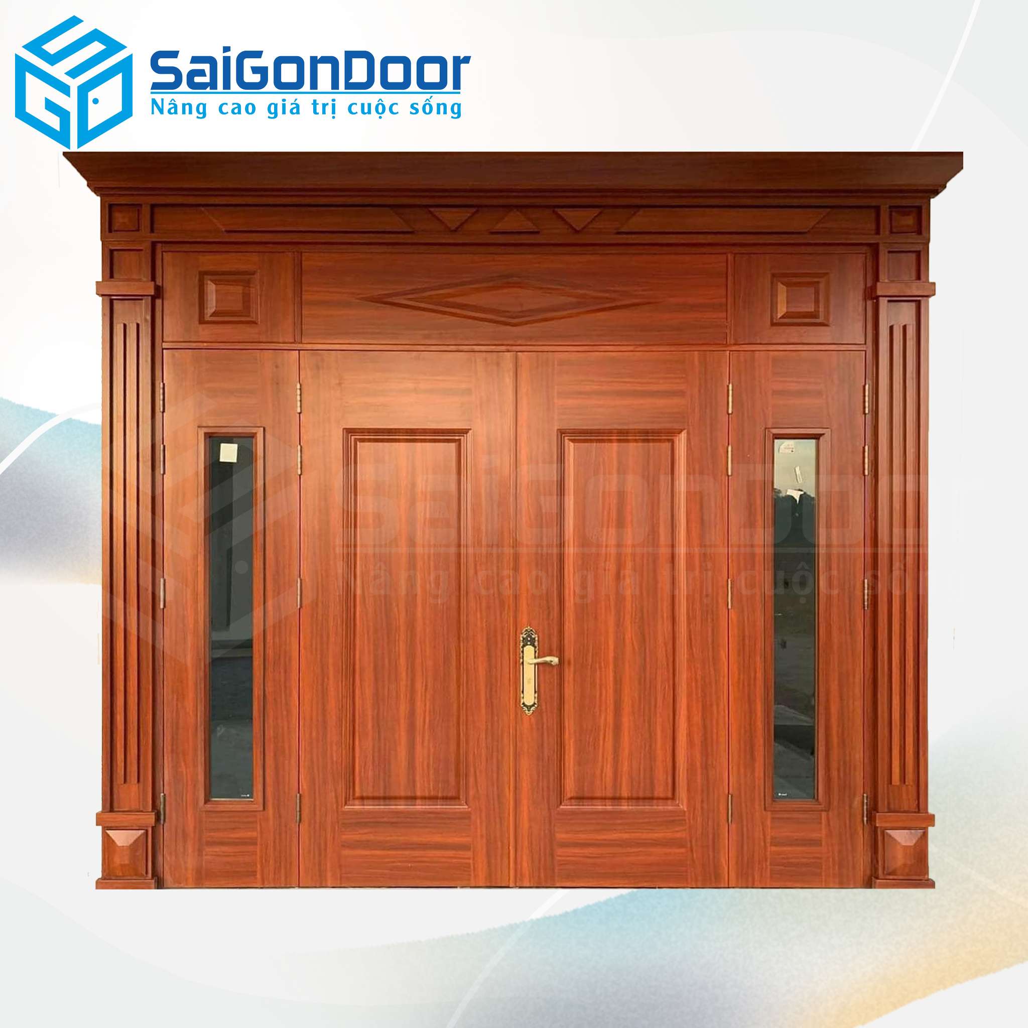 Cửa Thép Vân Gỗ SGD-KM.TVG-4C.15 1 Cửa Thép Vân Gỗ SGD-KM.TVG-4C.15