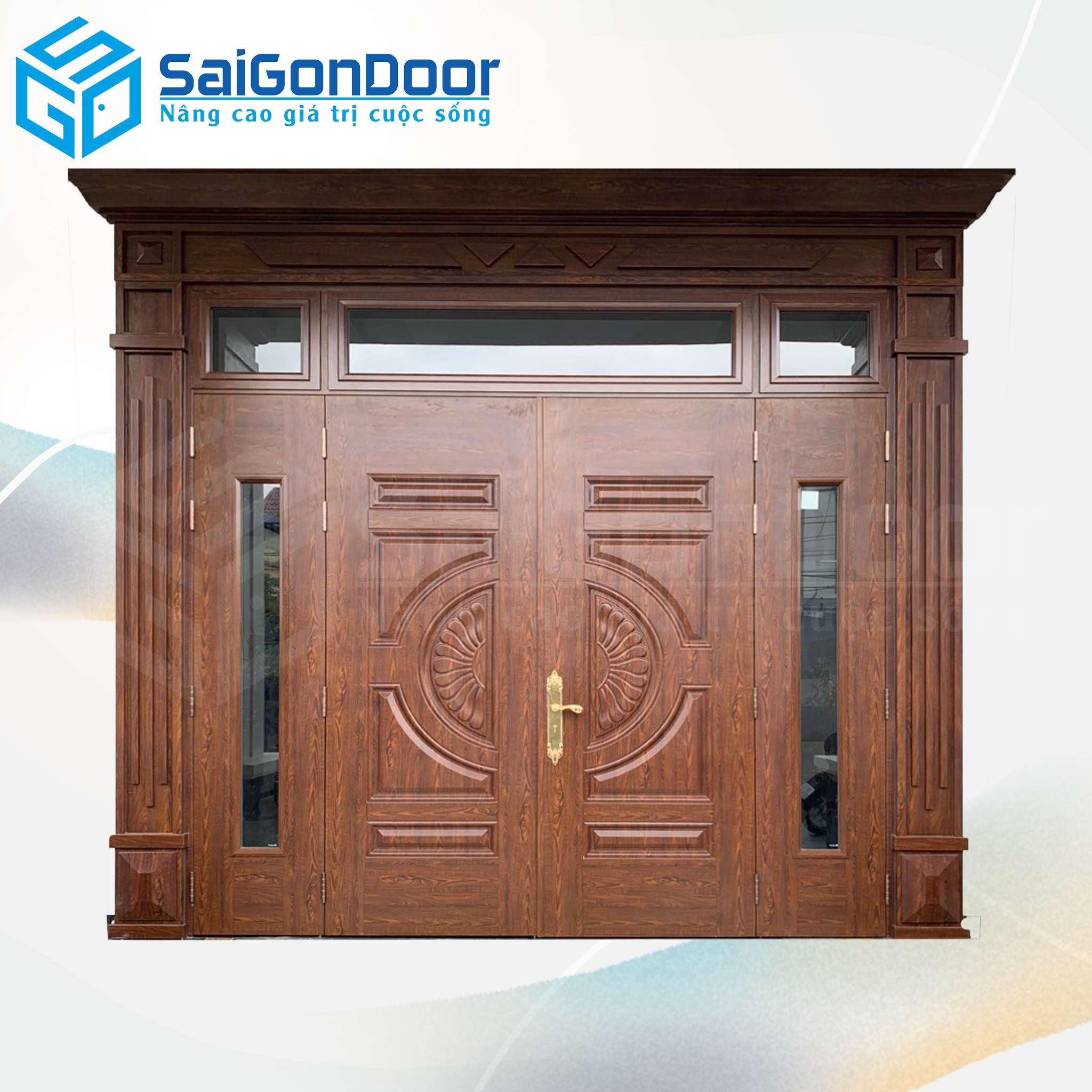 Cửa Thép Vân Gỗ SGD-KM.TVG-4C.35n 1 Cửa Thép Vân Gỗ SGD-KM.TVG-4C.35n