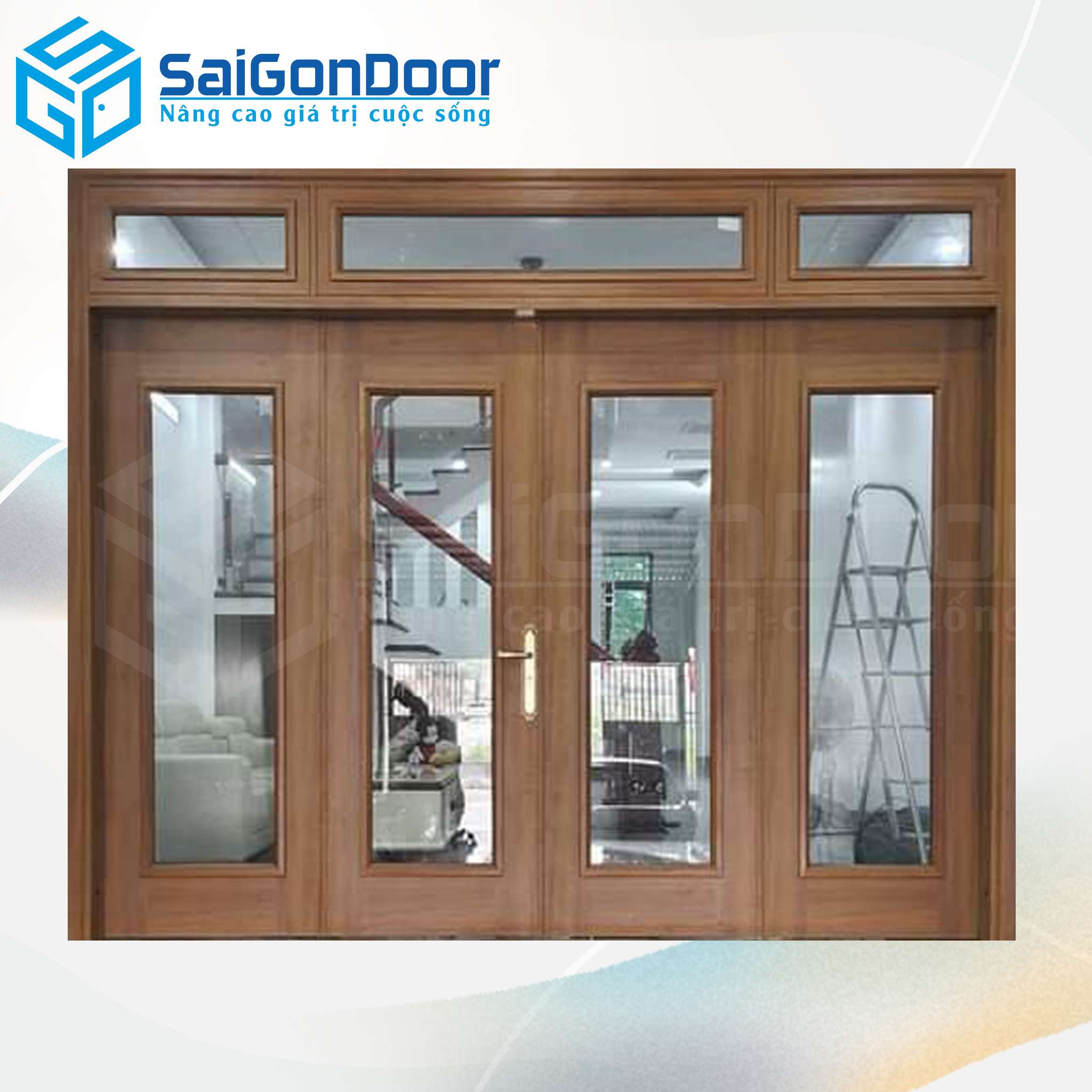 Cửa Thép Vân Gỗ SGD-KM.TVG-4C.37n 1 Cửa Thép Vân Gỗ SGD-KM.TVG-4C.37n