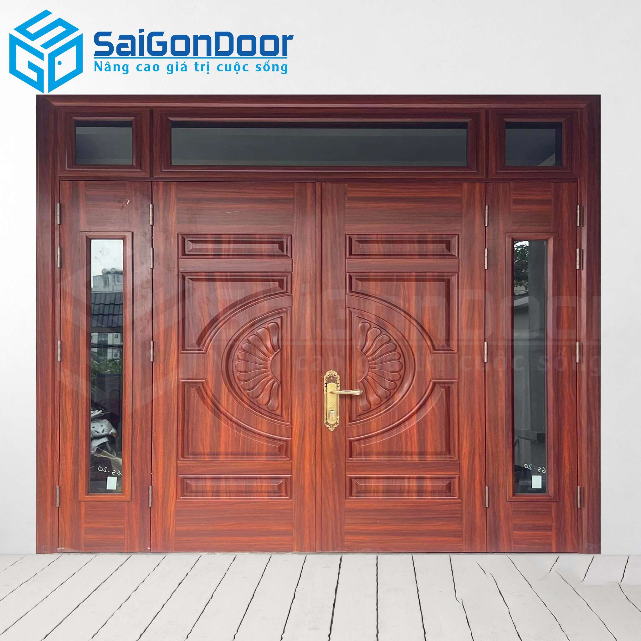 Cửa Thép Vân Gỗ SGD-KM.TVG-4C.4 1 Cửa Thép Vân Gỗ SGD-KM.TVG-4C.4