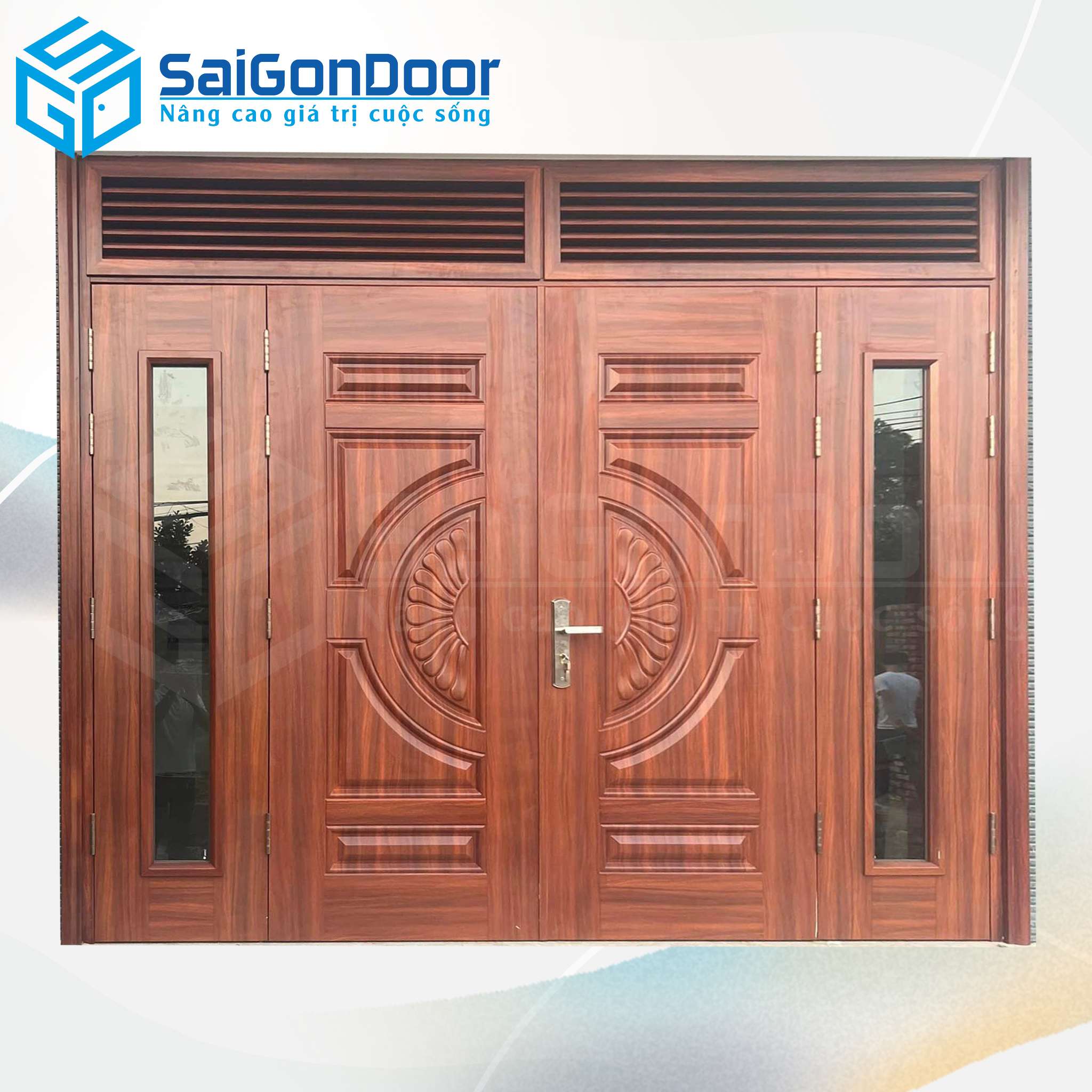 Cửa Thép Vân Gỗ SGD-KM.TVG-4C.5 1 Cửa Thép Vân Gỗ SGD-KM.TVG-4C.5