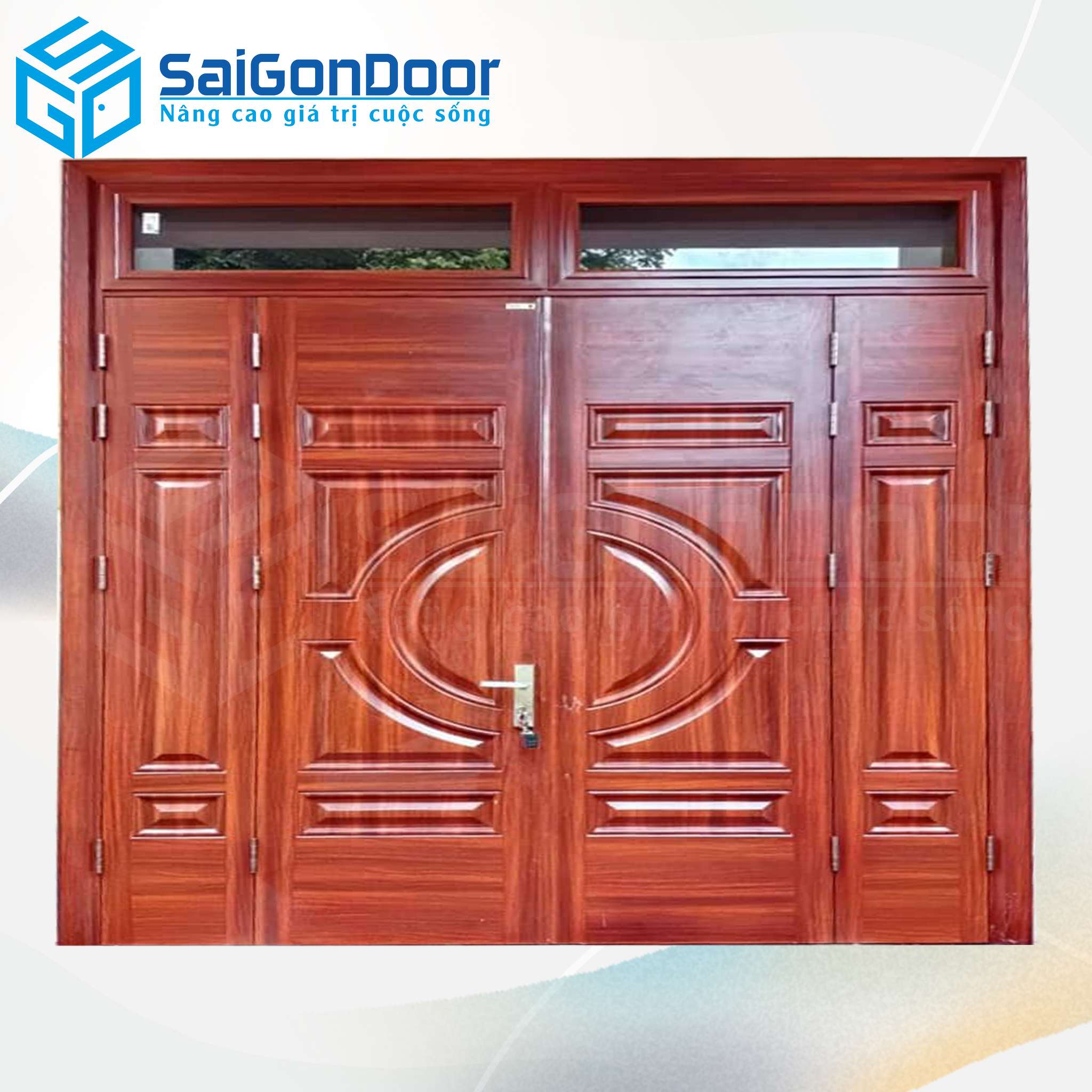 Cửa Thép Vân Gỗ SGD-KM.TVG-4C.7 1 Cửa Thép Vân Gỗ SGD-KM.TVG-4C.7