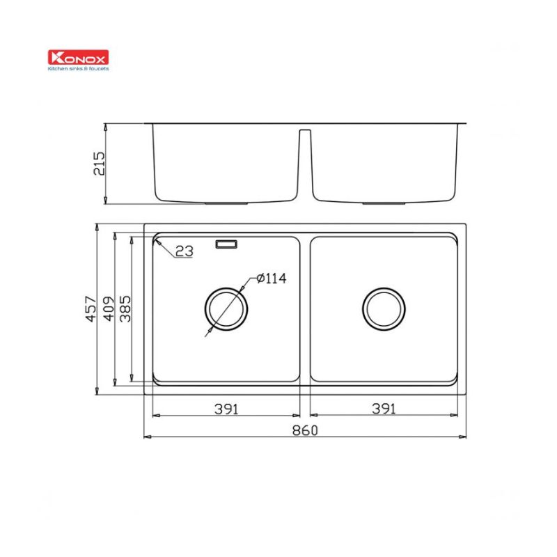 Chậu rửa bát Konox Workstation Sink KN8646DU Dekor 6 kích thước của chậu rửa bát Konox Workstation Sink KN8646DU Dekor