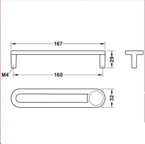Tay nắm tủ 167mm H2170 Hafele 106.70.175 5 Tay Nắm Tủ 167mm H2170 Hafele 106.70.175