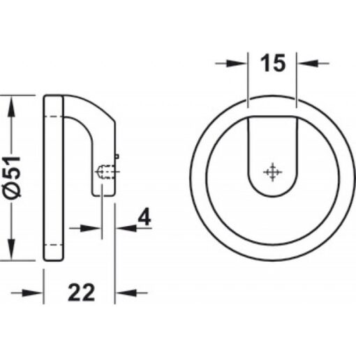 Tay nắm tủ Hafele màu xám kim loại 51mm 106.70.187 4 Tay nắm tủ Hafele màu xám kim loại 51mm 106.70.187