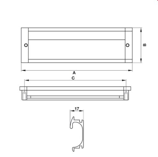 Tay nắm tủ âm 109mm Hafele 151.76.921 4 Tay Nắm Tủ Âm 109mm Hafele 151.76.921