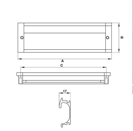 Tay nắm tủ âm 173mm Hafele 151.76.923 4 Tay Nắm Tủ Âm 173mm Hafele 151.76.923