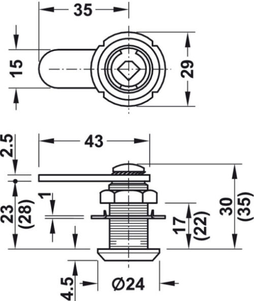 Vỏ khóa cốp SYMO 300 Hafele 235.88.621 5 Vỏ khóa cốp SYMO 300 Hafele 235.88.621