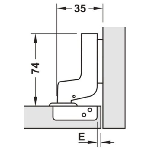 Bản lề lọt lòng Metalla SM 110º DIY Hafele 483.01.722 5 Kích thước của Bản lề lọt lòng Metalla SM 110º DIY Hafele 483.01.722