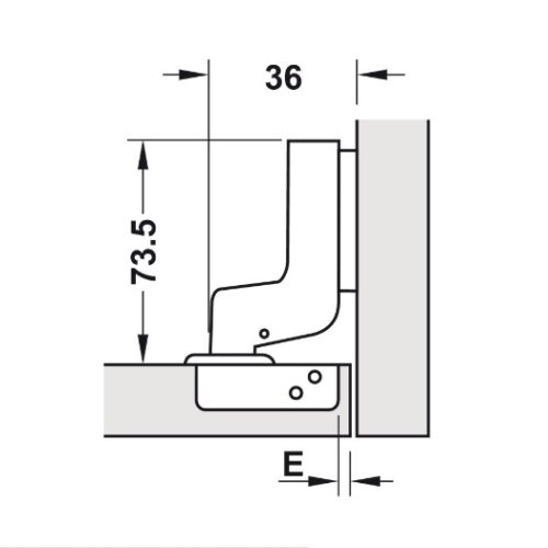 Bản lề Metalla SM không bật 110° lọt lòng Hafele 315.18.302 5 Kích thước của Bản lề Metalla SM không bật 110° lọt lòng Hafele 315.18.302