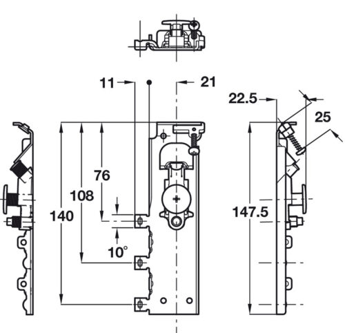 Phụ kiện bas treo tủ lắp lỗ khoan sẵn Hafele 290.41.915 5 Kích thước của Phụ kiện bas treo tủ lắp lỗ khoan sẵn Hafele 290.41.915
