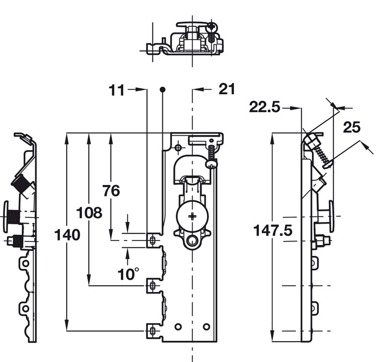 Phụ kiện bas treo tủ lắp lỗ khoan sẵn Hafele 290.41.915 4 Kích thước của Phụ kiện bas treo tủ lắp lỗ khoan sẵn Hafele 290.41.915