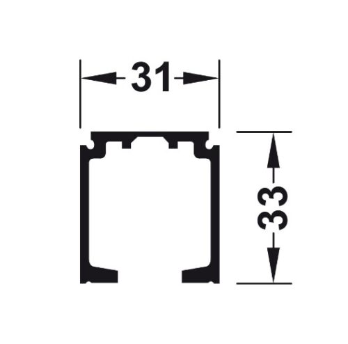 Ray trượt đơn 31 x 33mm Hafele 940.43.922 5 Kích thước của Ray trượt đơn 31 x 33mm Hafele 940.43.922