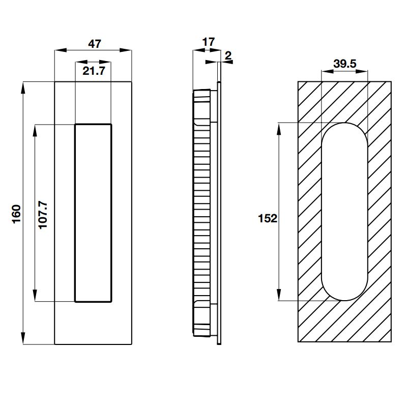 Tay nắm âm Hafele 903.11.960 4 Kích thước của Tay nắm âm Hafele 903.11.960