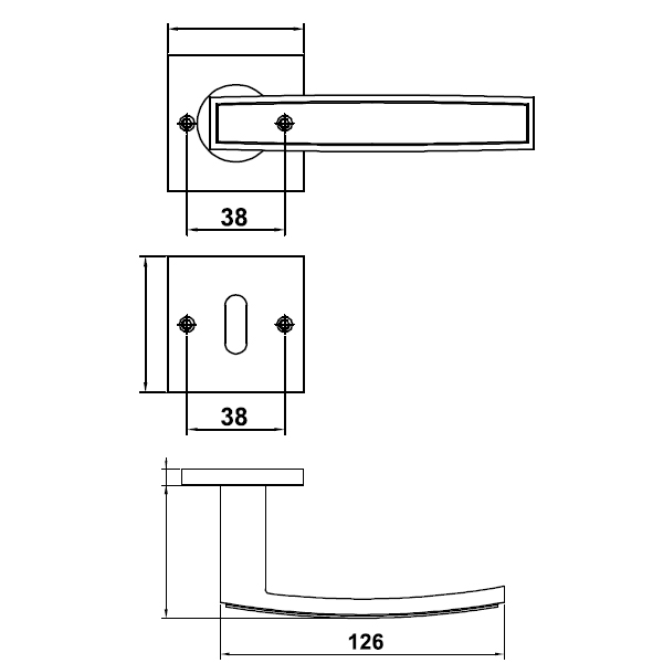 Tay nắm gạt cửa phòng Hafele 903.92.716 4 Kích thước của Tay nắm gạt cửa phòng Hafele 903.92.716